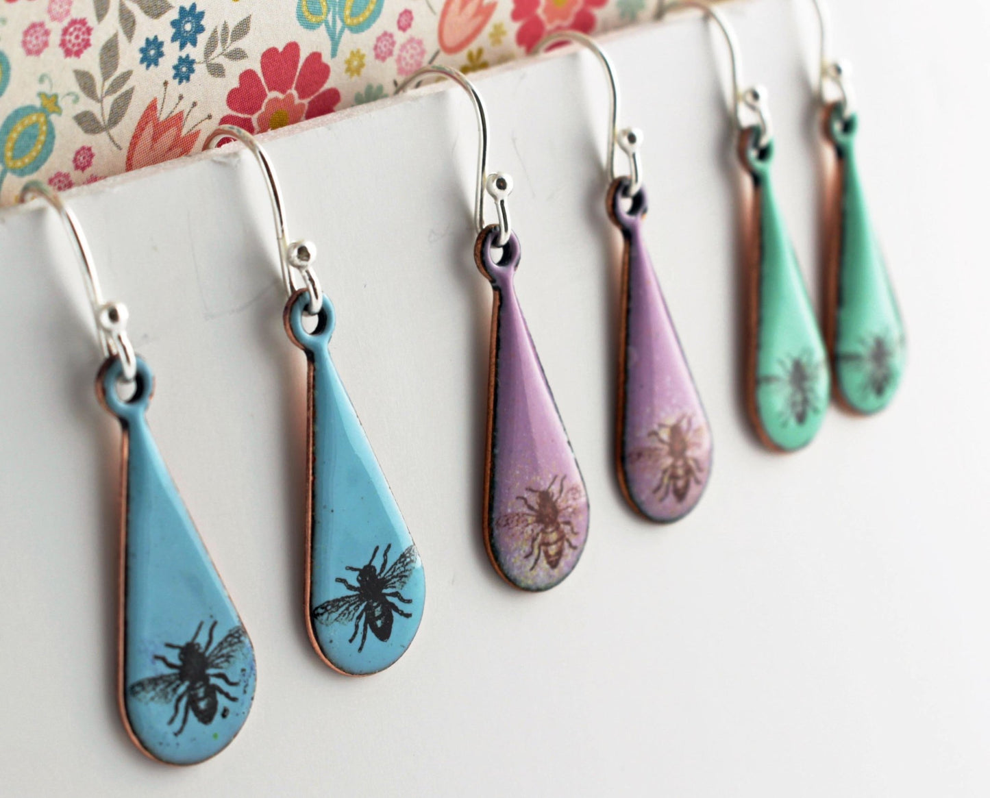 Bee Enamel Earrings - nature inspired jewellery - Katie Johnston Jewellery