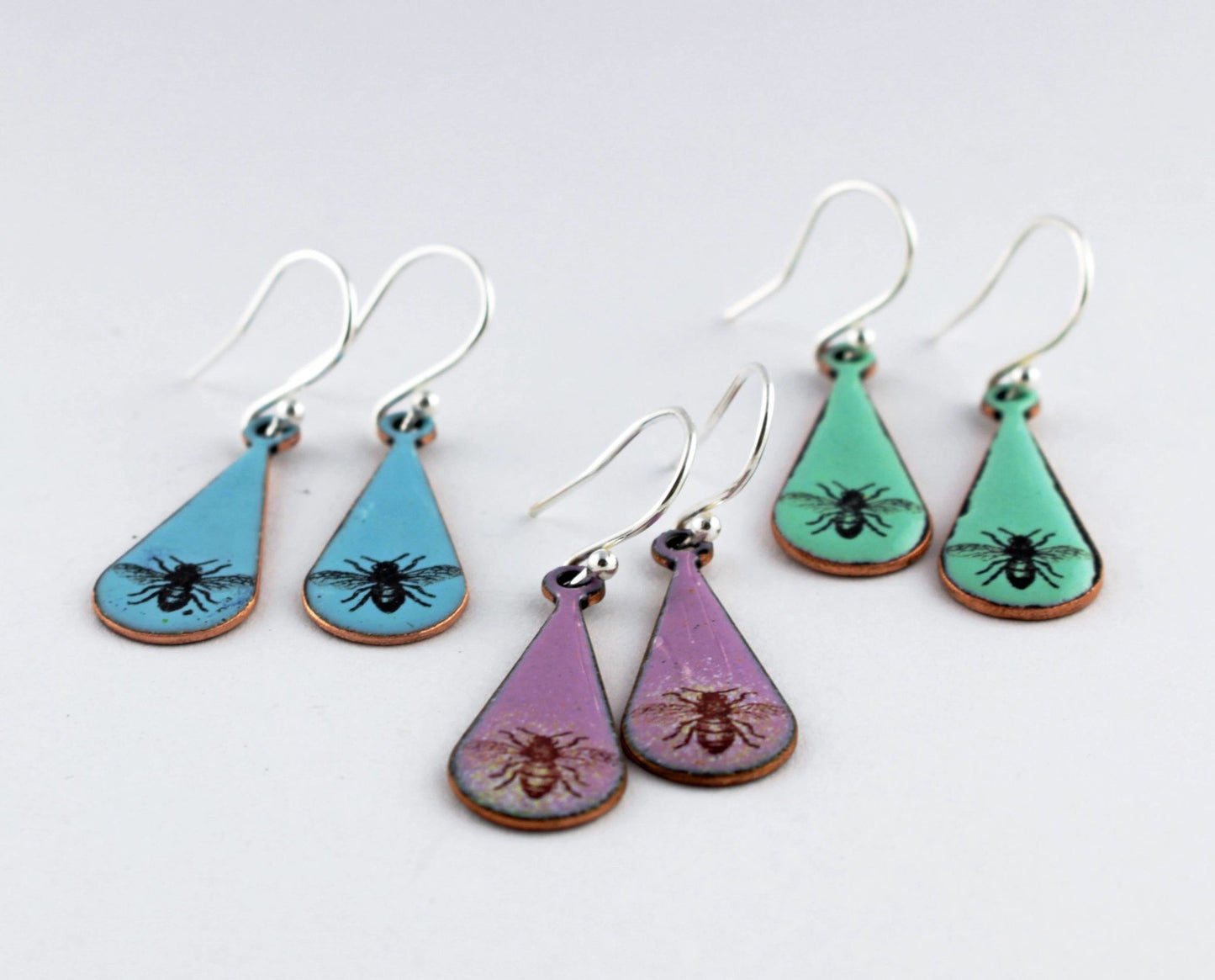 Bee Enamel Earrings - nature inspired jewellery - Katie Johnston Jewellery