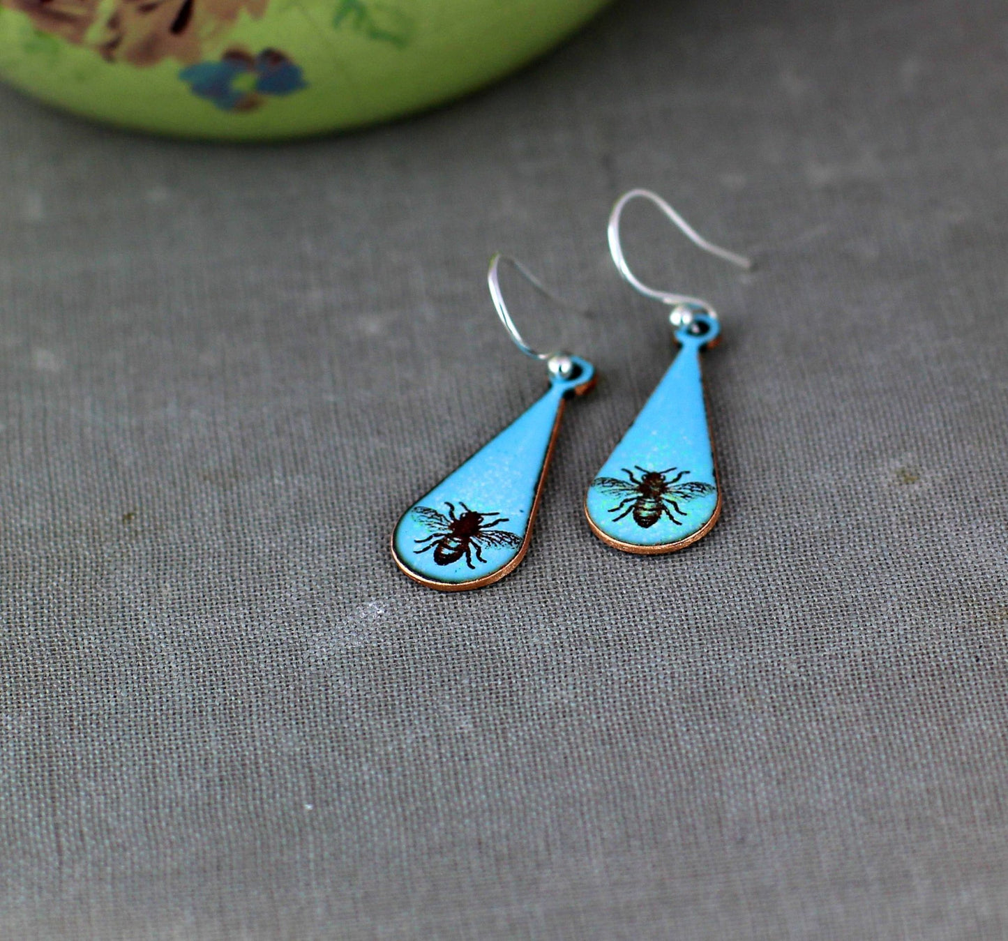 Bee Enamel Earrings - nature inspired jewellery - Katie Johnston Jewellery