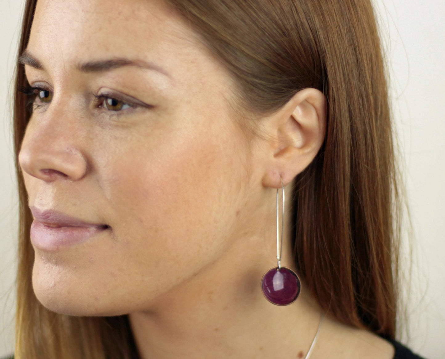 Blue and ruby bowl enamel earrings - Katie Johnston Jewellery