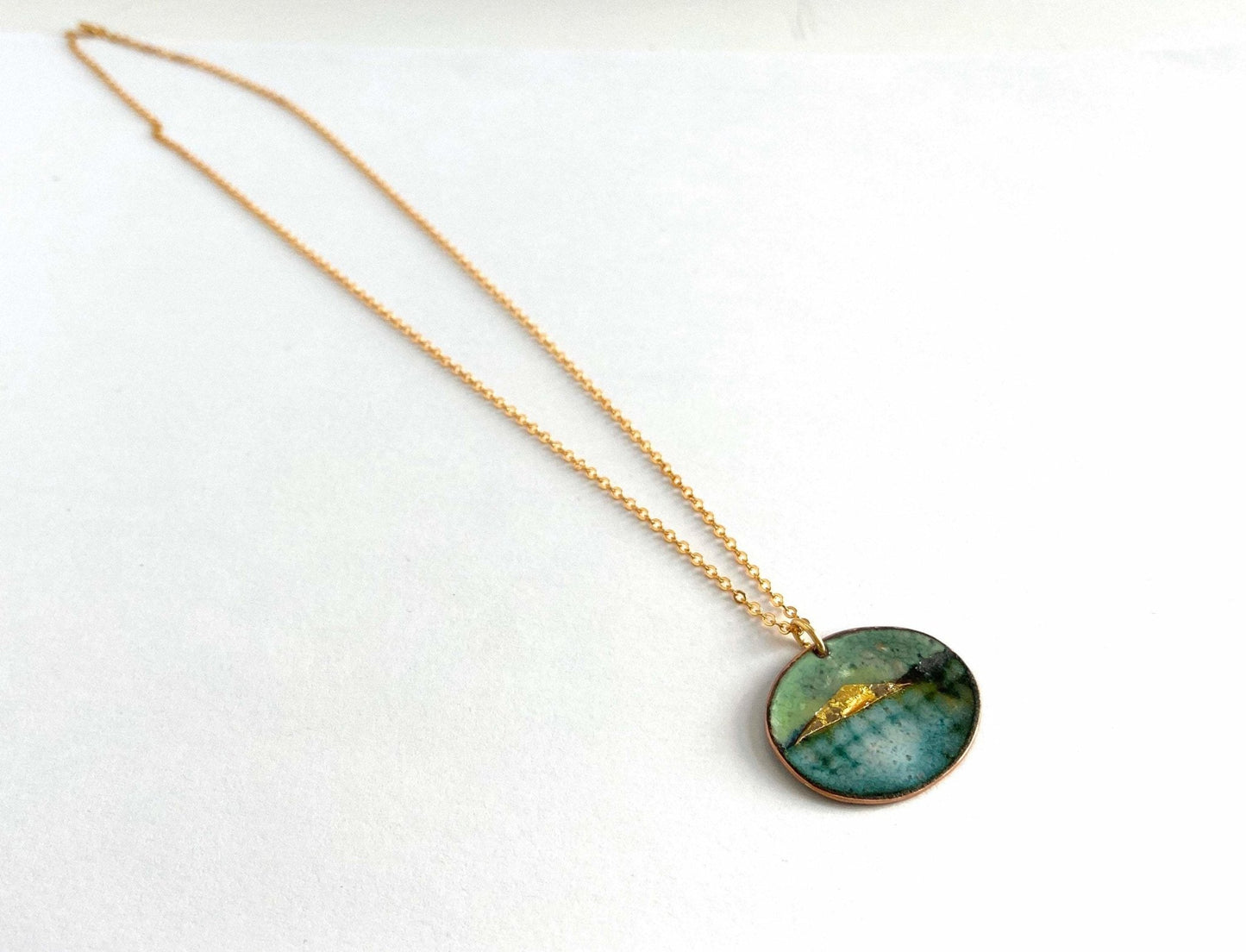 Blue Landscape oval pendant - (small) - Katie Johnston Jewellery