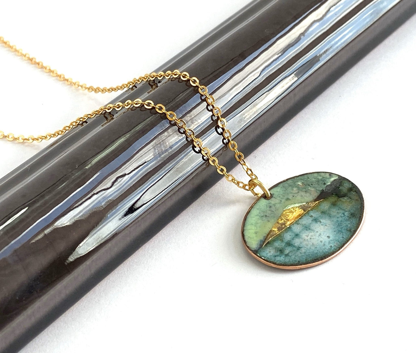 Blue Landscape oval pendant - (small) - Katie Johnston Jewellery