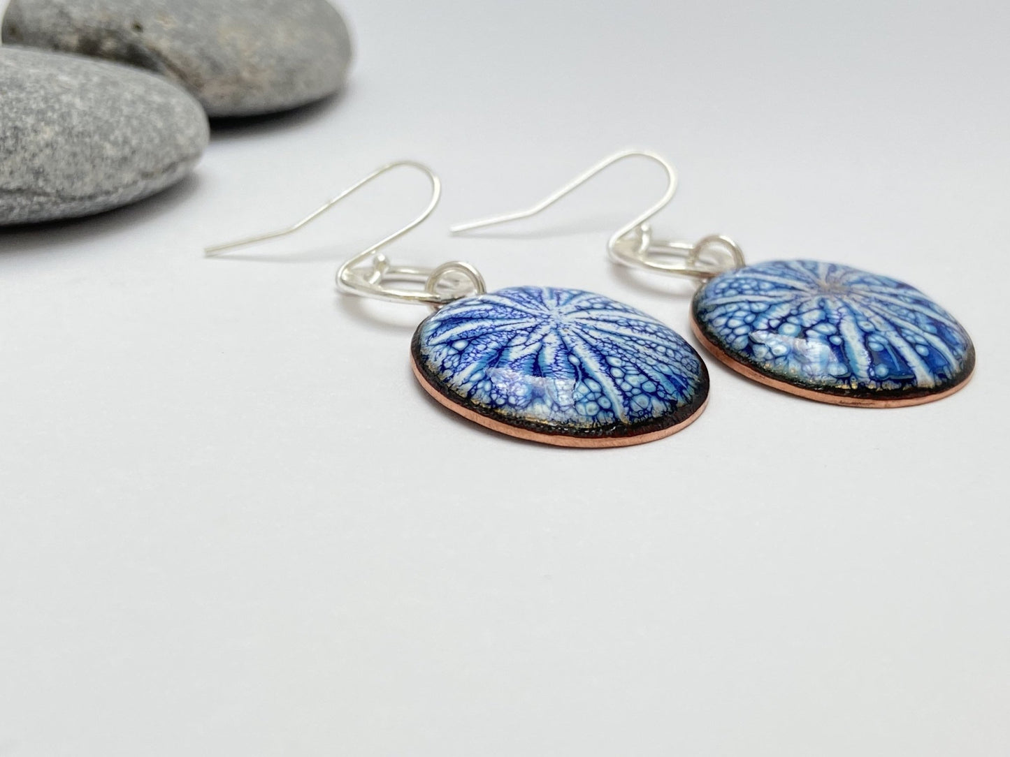 Blue sgraffito enamel star drop earrings - Katie Johnston Jewellery