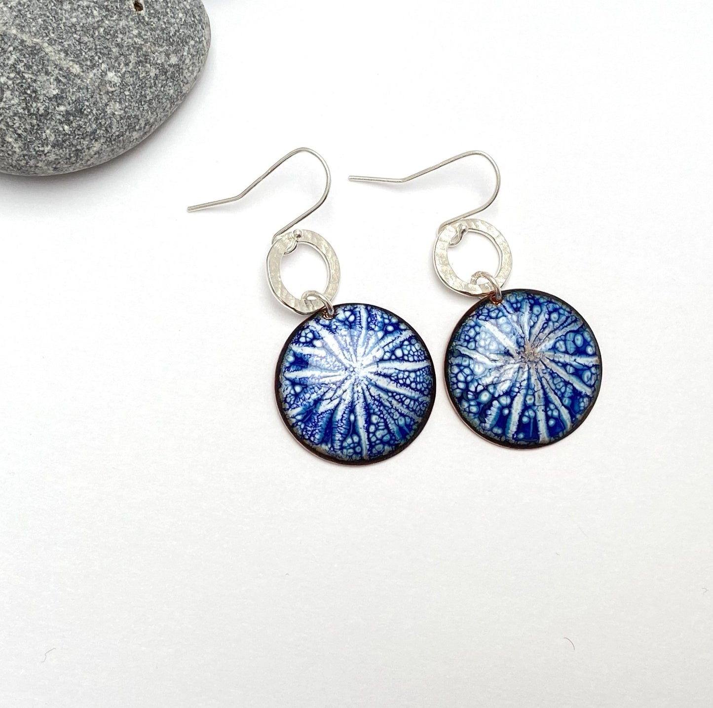 Blue sgraffito enamel star drop earrings - Katie Johnston Jewellery