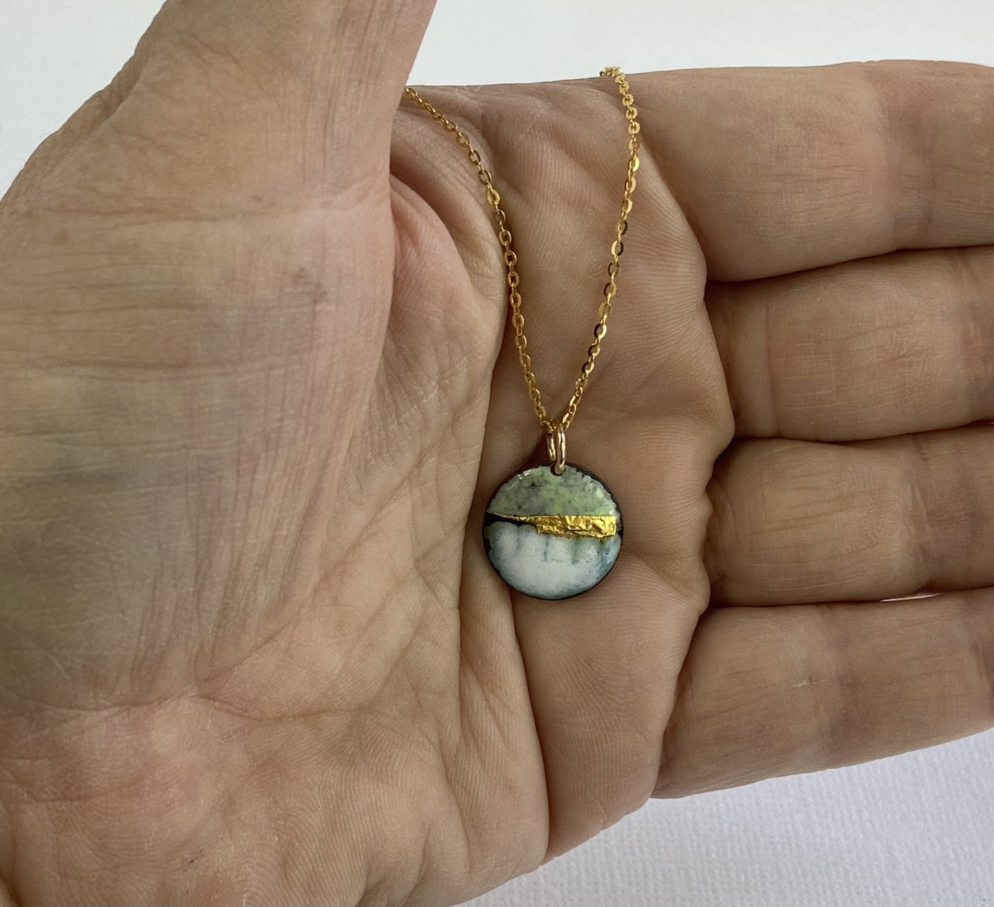 Copy of Enamel Landscape round pendant - Katie Johnston Jewellery