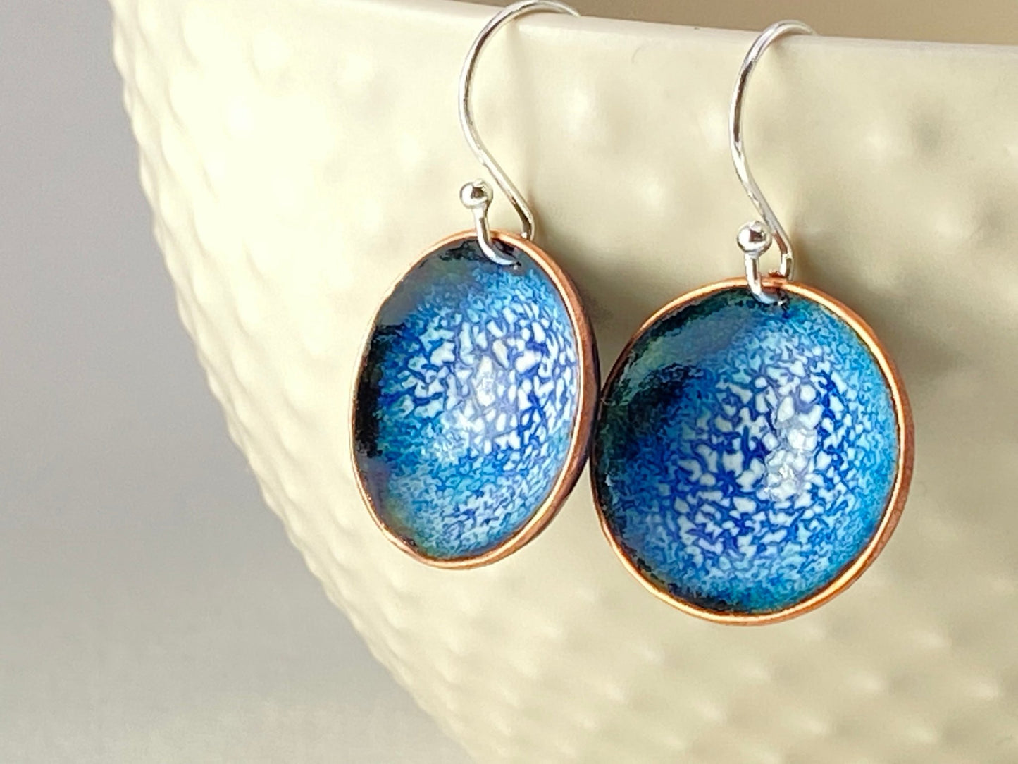 Expansion Enamel 'bowl' drop earrings - Blue - Katie Johnston Jewellery
