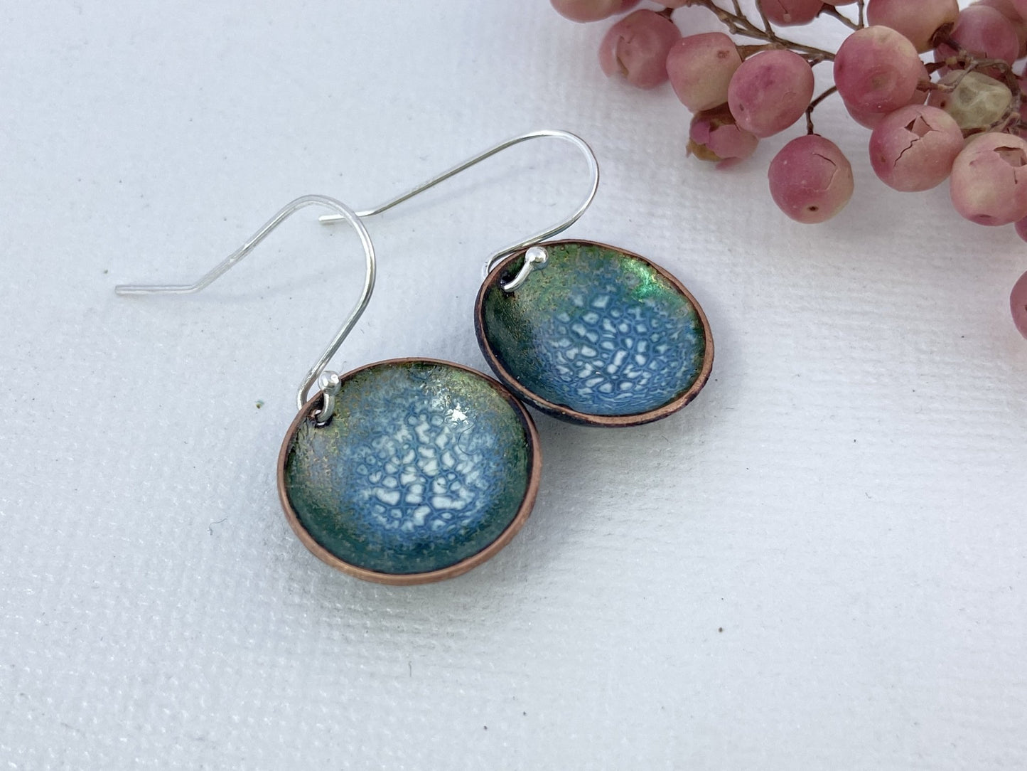 Expansion Enamel 'bowl' drop earrings. - Bronze green - Katie Johnston Jewellery