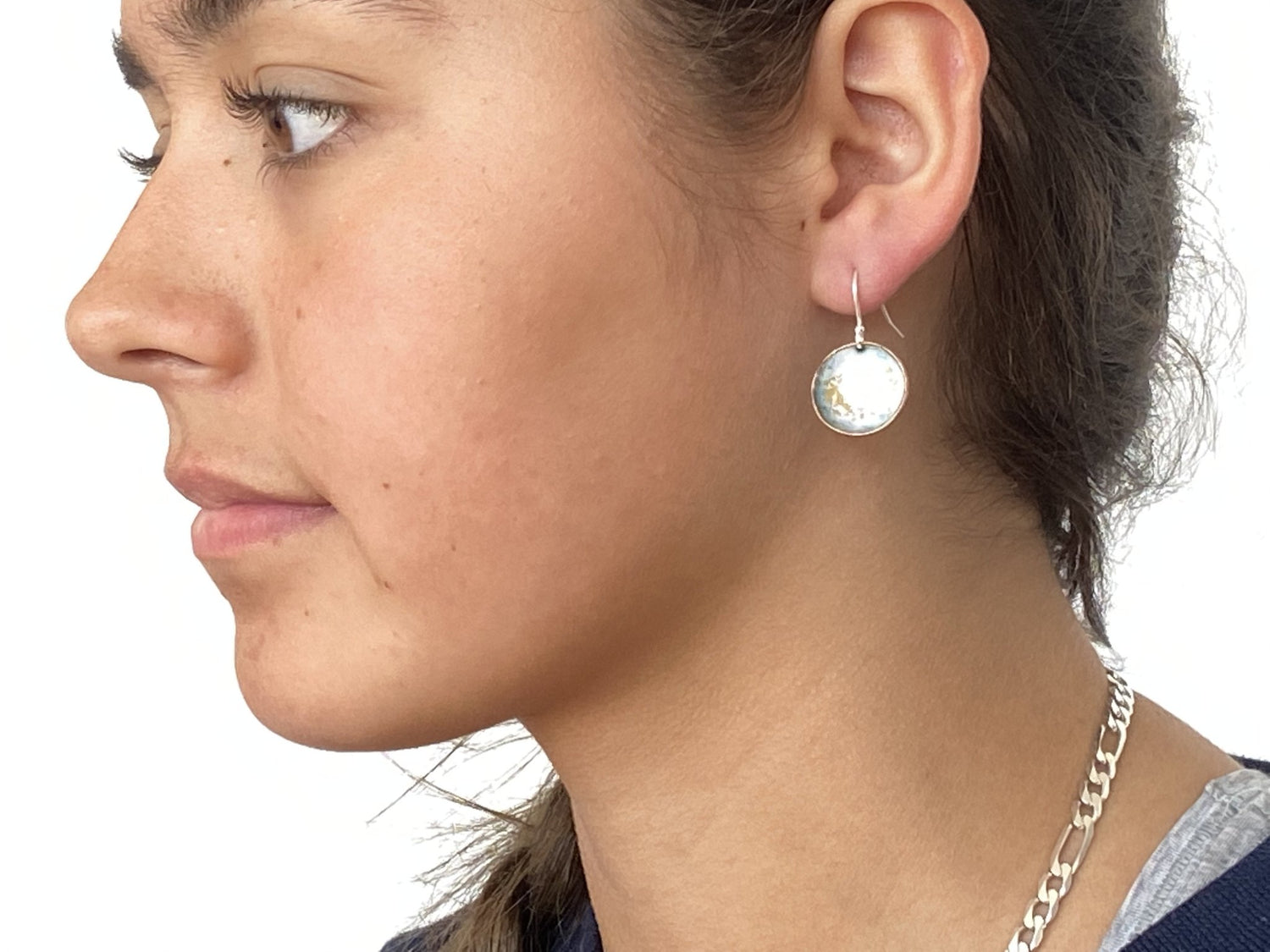 Expansion Enamel 'bowl' drop earrings.- white/gold - Katie Johnston Jewellery
