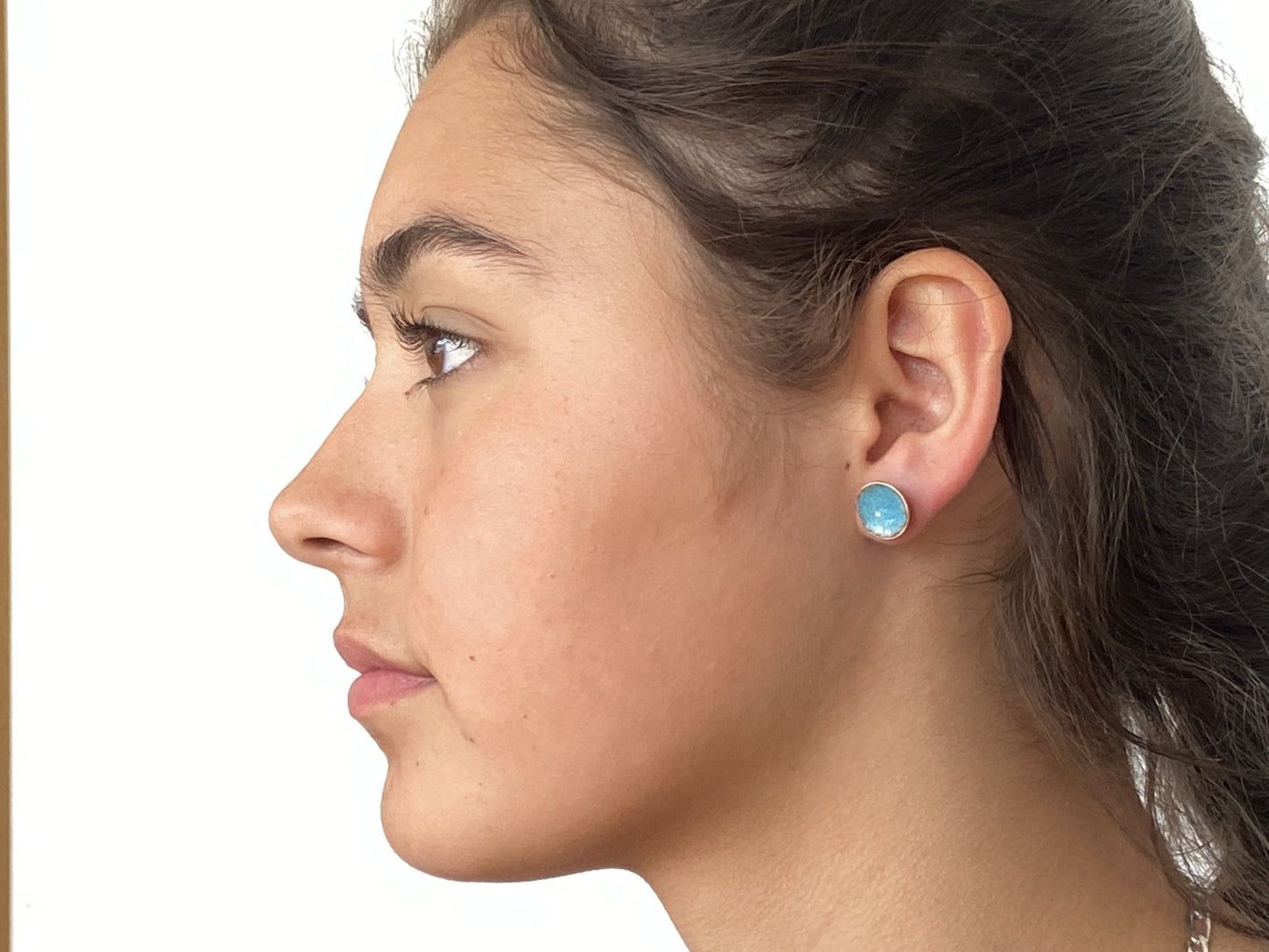Expansion Enamel stud ‘Bowl’ earrings - bronze green - Katie Johnston Jewellery