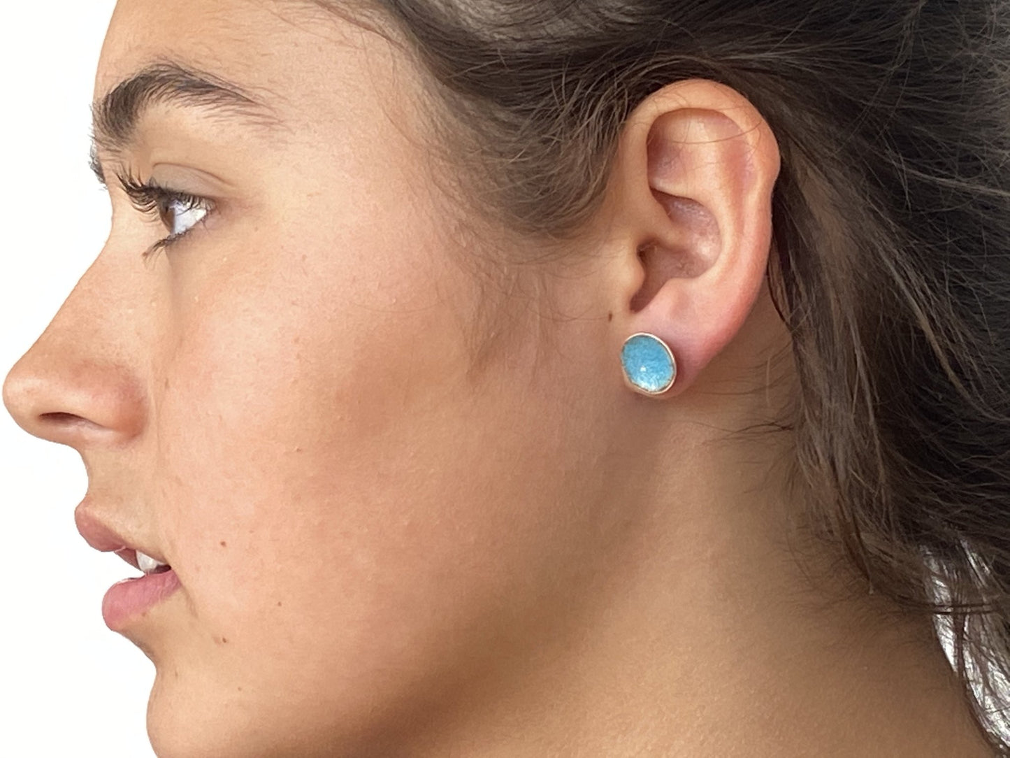 Expansion Enamel stud ‘Bowl’ earrings - turquoise - Katie Johnston Jewellery