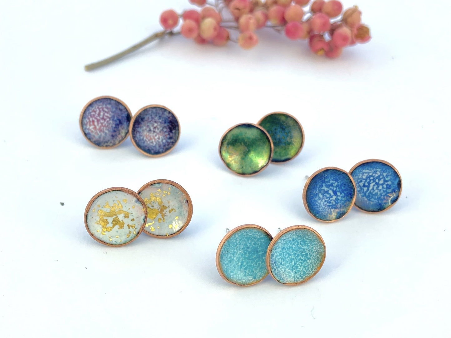 Expansion Enamel stud ‘Bowl’ earrings - white/gold - Katie Johnston Jewellery