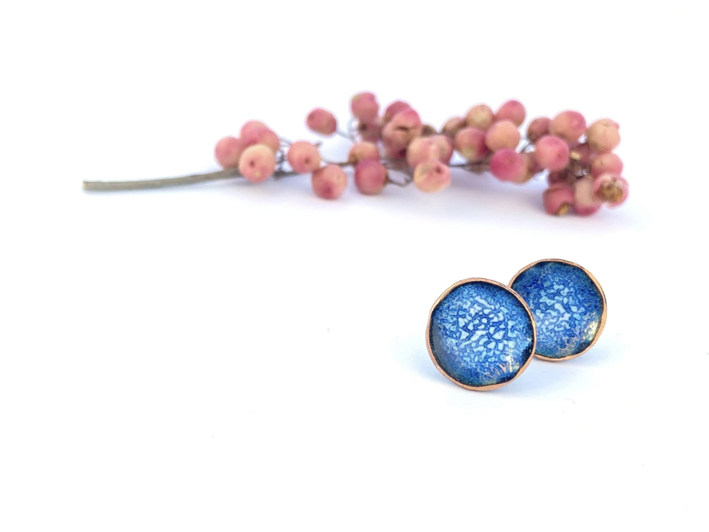 Expansion Enamel studs ‘Bowl’ earrings - blue - Katie Johnston Jewellery