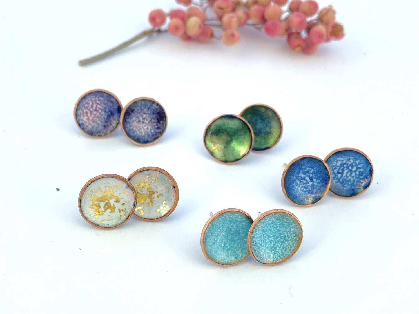 Expansion Enamel studs ‘Bowl’ earrings - blue - Katie Johnston Jewellery