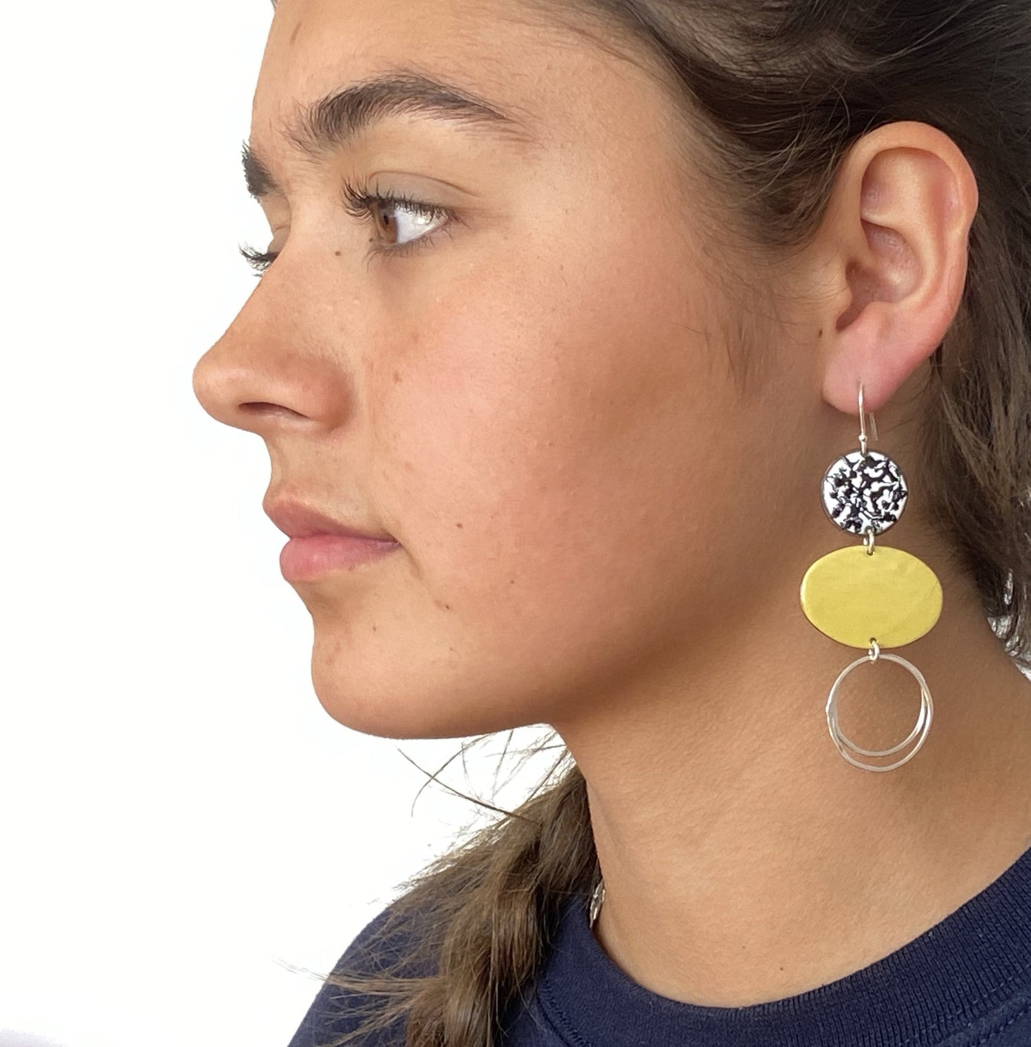 Grey Mismatch Enamel Statement Earrings - Katie Johnston Jewellery