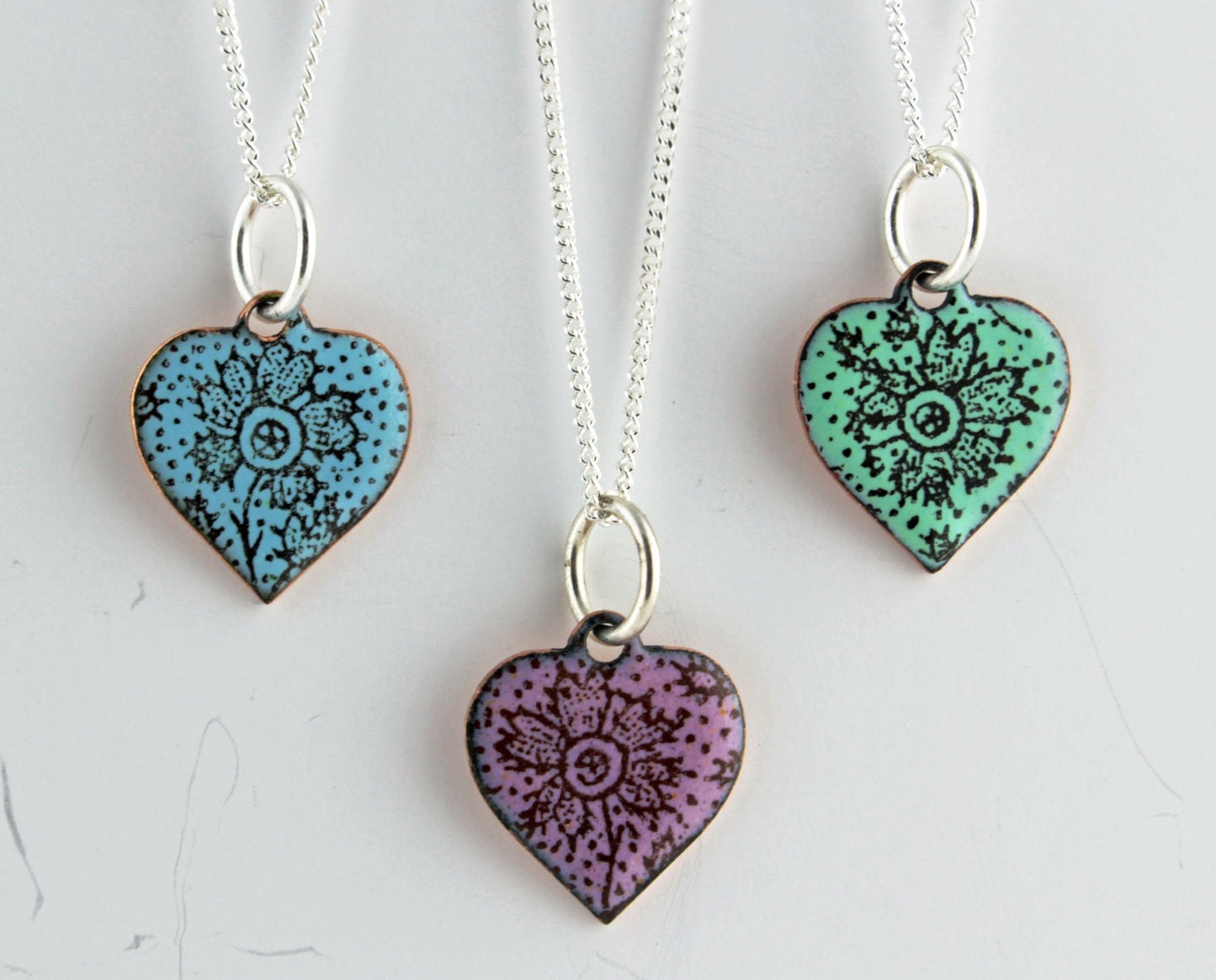 Heart enamel pendant - Katie Johnston Jewellery
