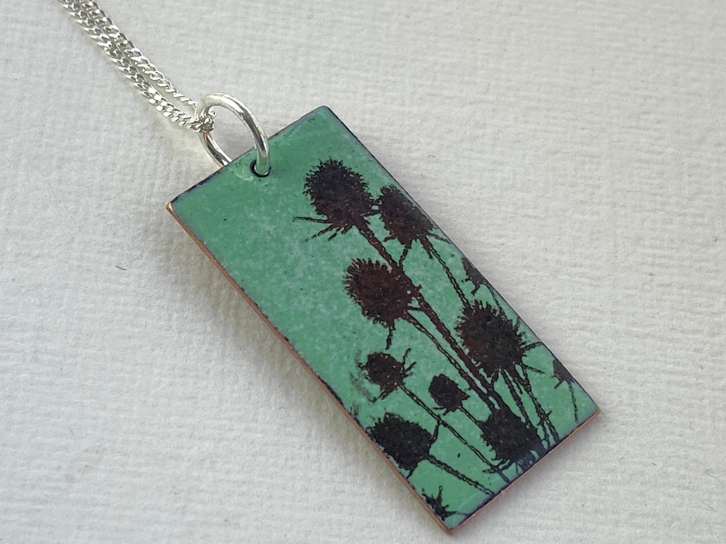 Hedgerow - Teasel enamel pendant - Katie Johnston Jewellery