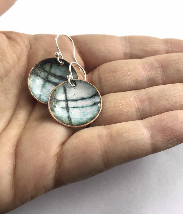 Sgraffito lines enamel earrings - Katie Johnston Jewellery