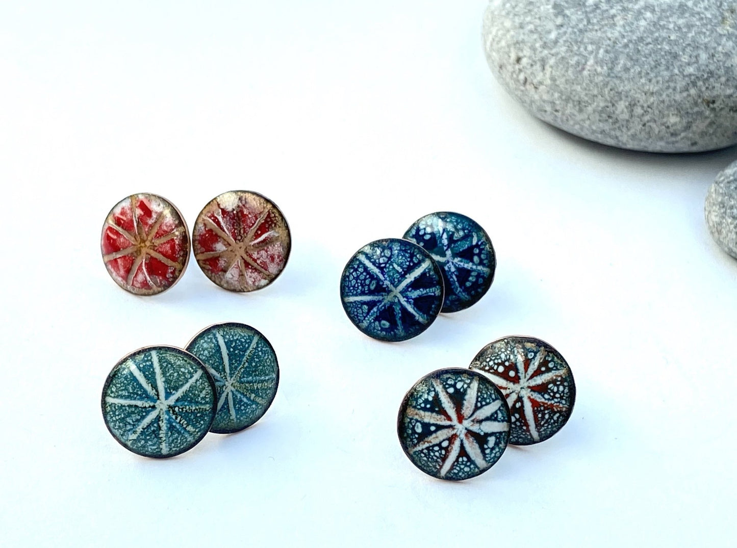 sgraffito stud enamel earrings - Katie Johnston Jewellery