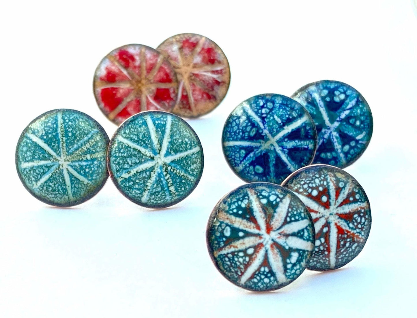 sgraffito stud enamel earrings - Katie Johnston Jewellery