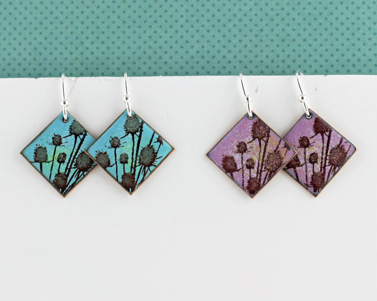 Teasel enamel earrings - Katie Johnston Jewellery