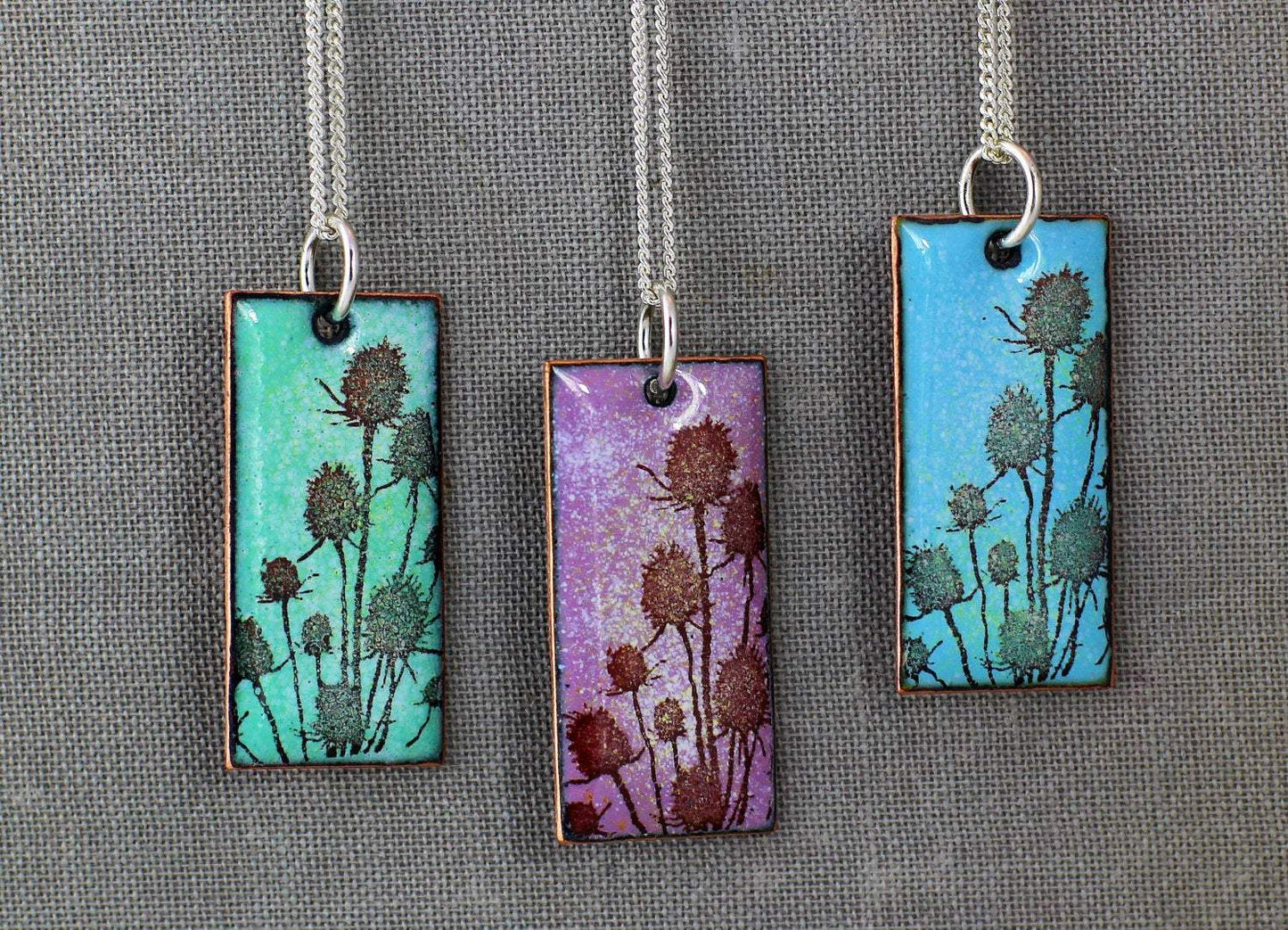 Teasel enamel pendant - Katie Johnston Jewellery