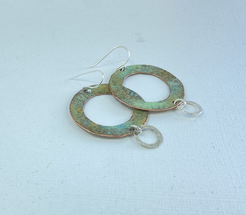 Textured Green Enamel earrings - Katie Johnston Jewellery