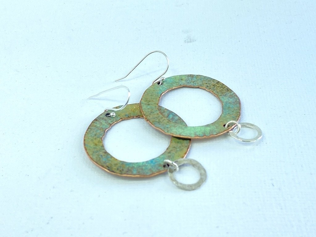 Textured Green Enamel earrings - Katie Johnston Jewellery