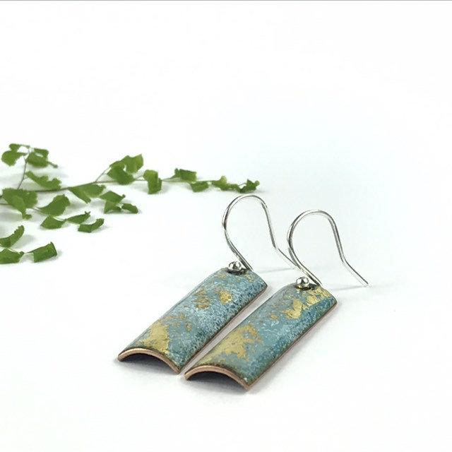 Turquoise and gold rectangular drop earrings - Katie Johnston Jewellery
