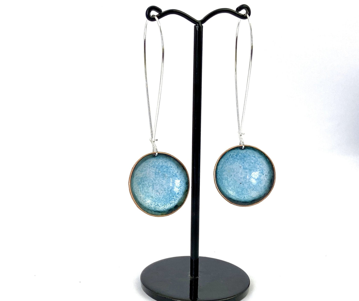 Turquoise enamel bowl drop long earrings - Katie Johnston Jewellery