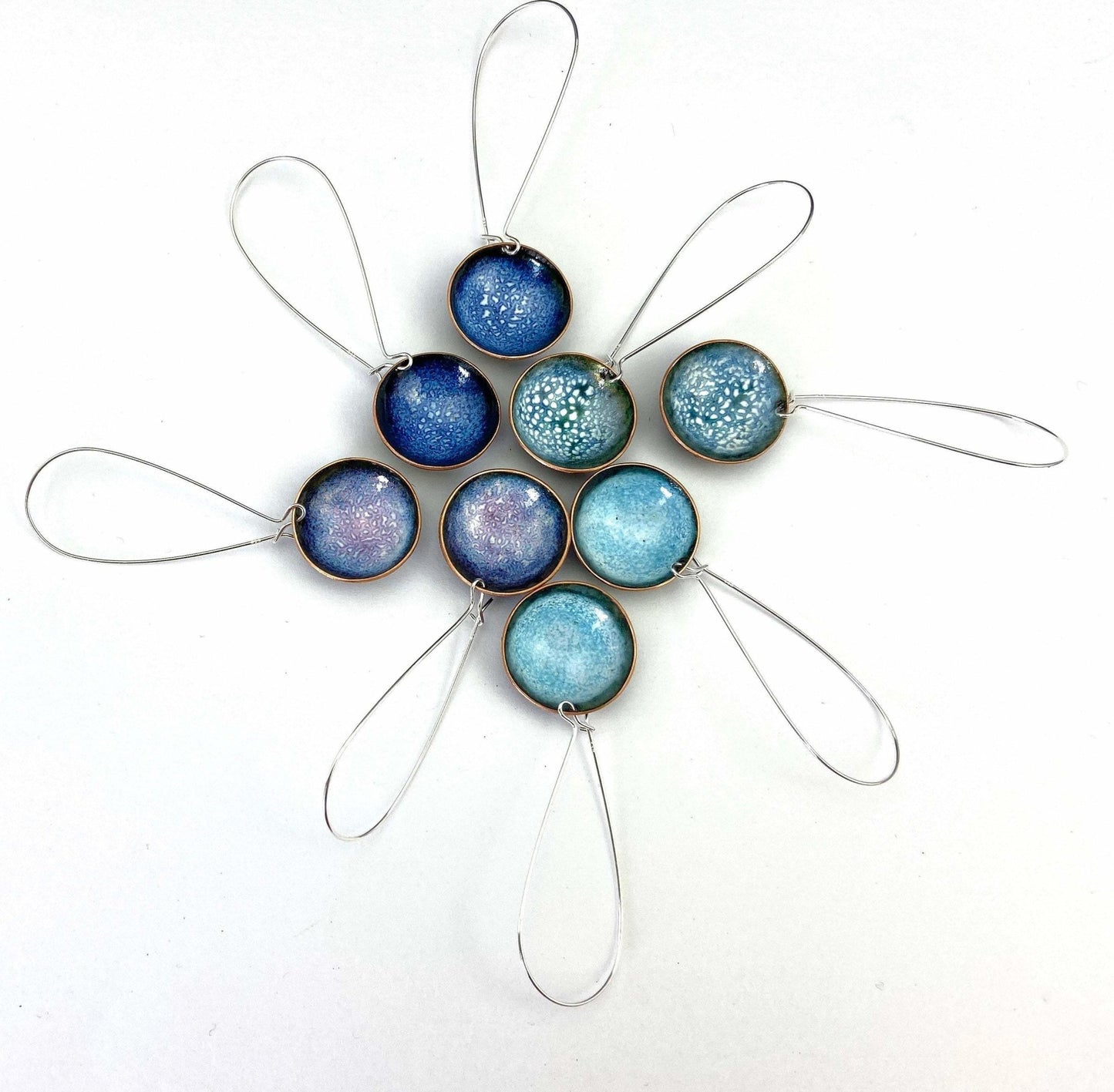 Turquoise enamel bowl drop long earrings - Katie Johnston Jewellery