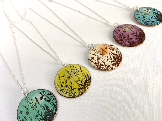 Flower Meadow Enamel Pendant