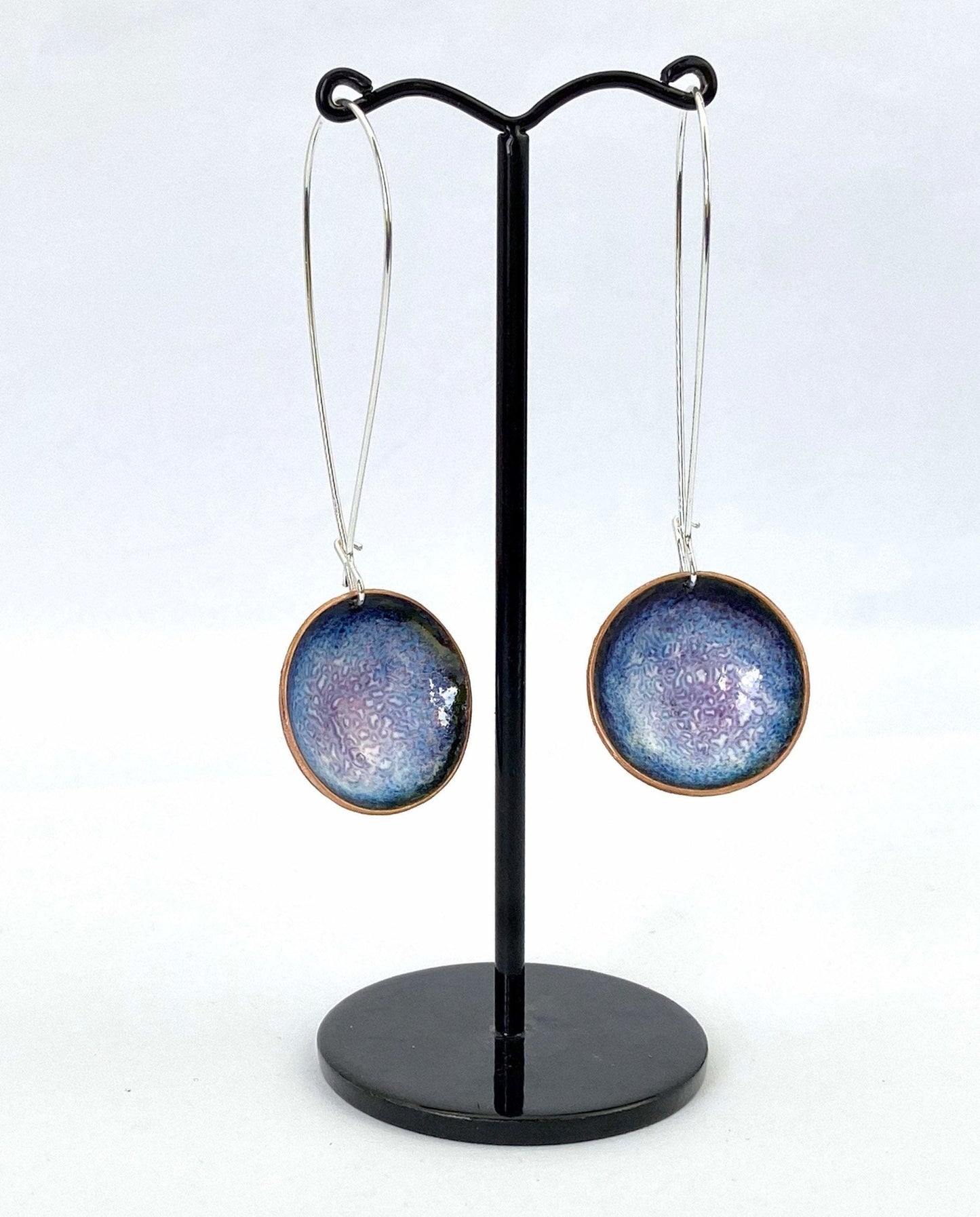 Blue and ruby bowl enamel earrings - Katie Johnston Jewellery