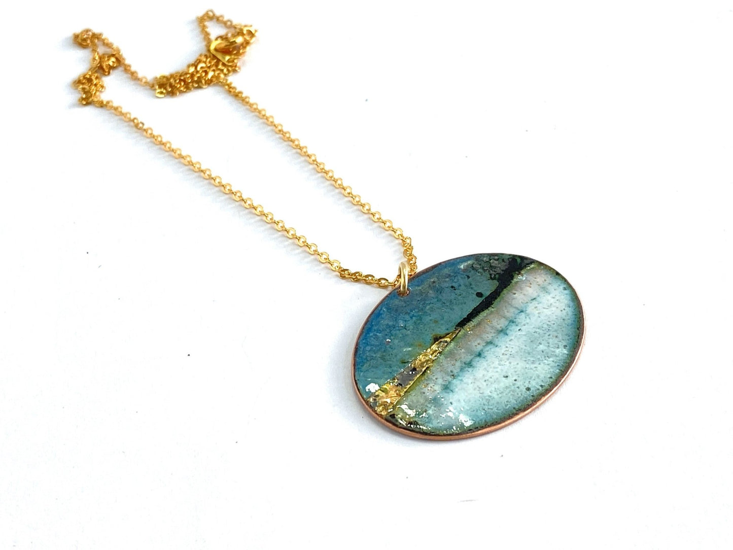 Blue Landscape oval pendant (medium) - Katie Johnston Jewellery