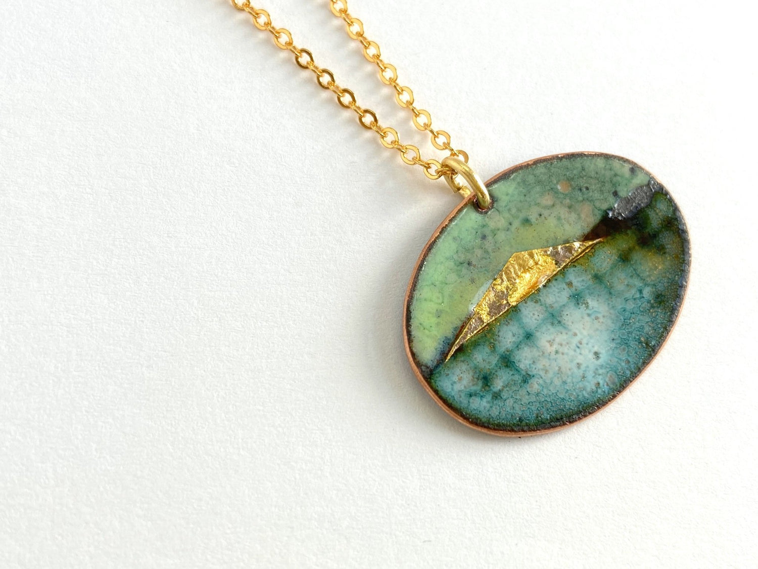 Blue Landscape oval pendant - (small) - Katie Johnston Jewellery