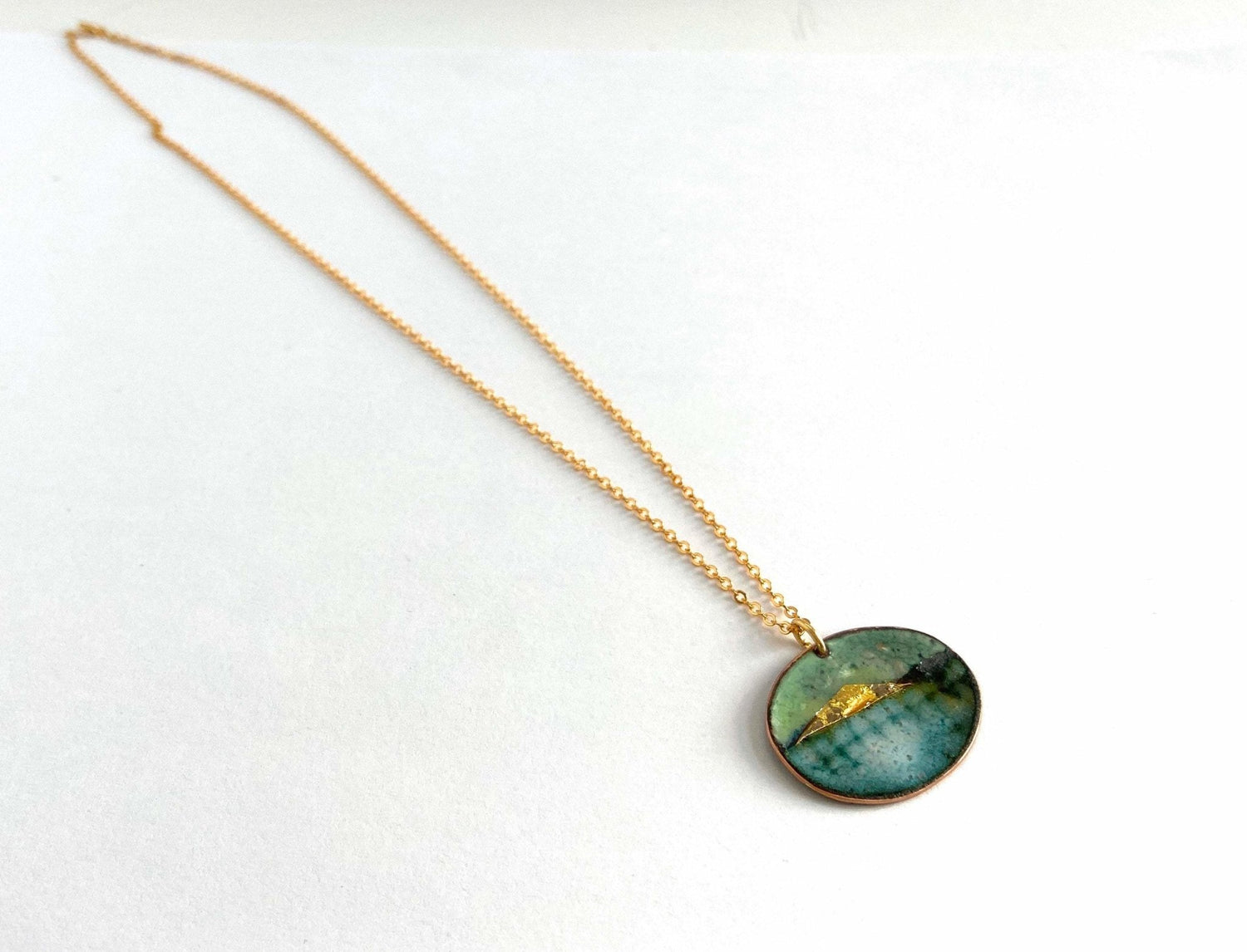 Blue Landscape oval pendant - (small) - Katie Johnston Jewellery
