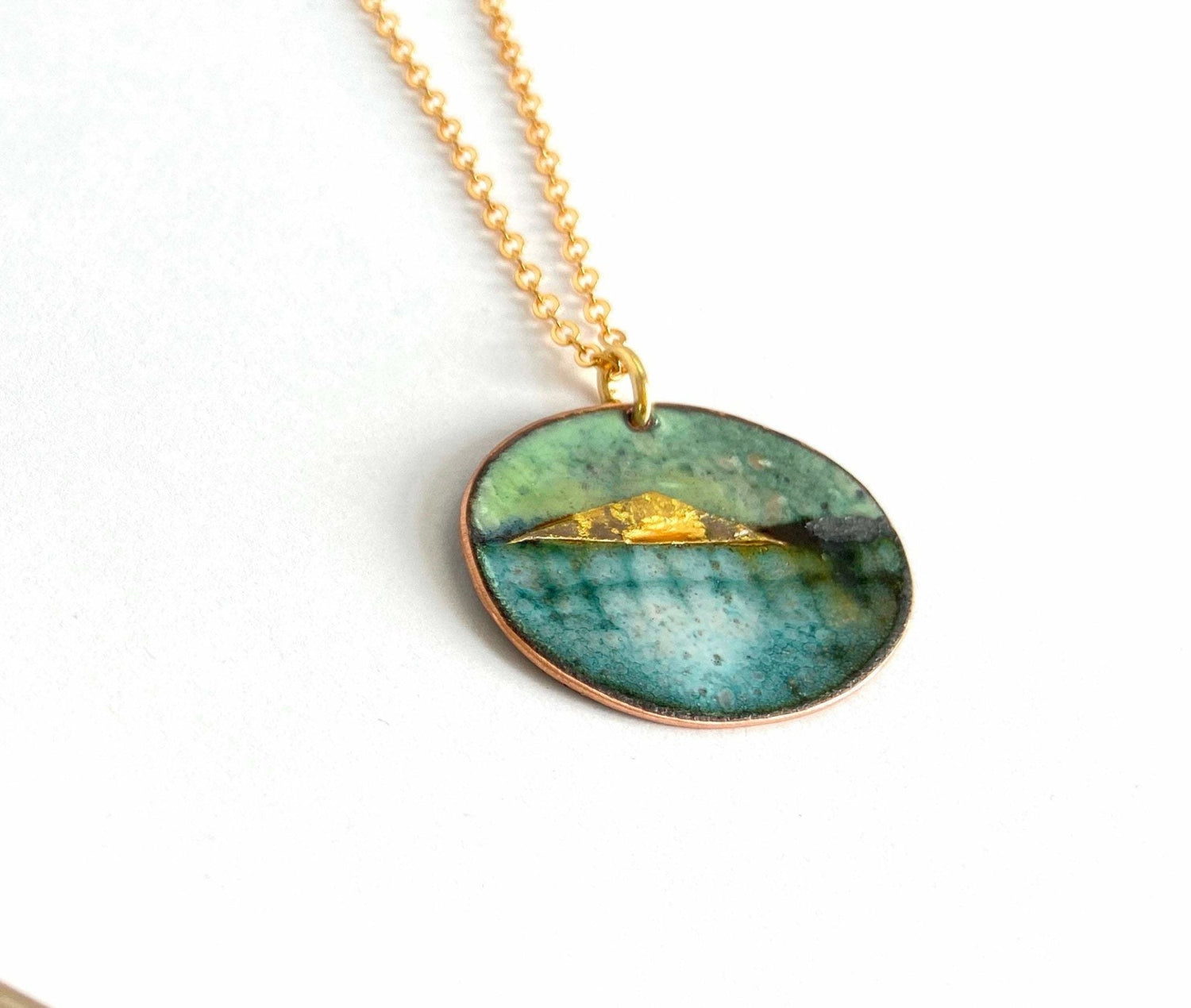 Blue Landscape oval pendant - (small) - Katie Johnston Jewellery