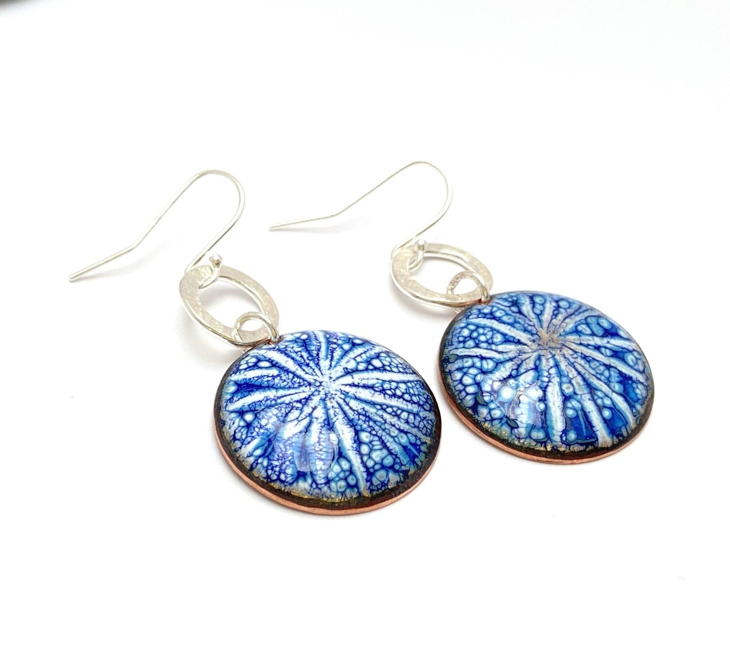 Blue sgraffito enamel star drop earrings - Katie Johnston Jewellery