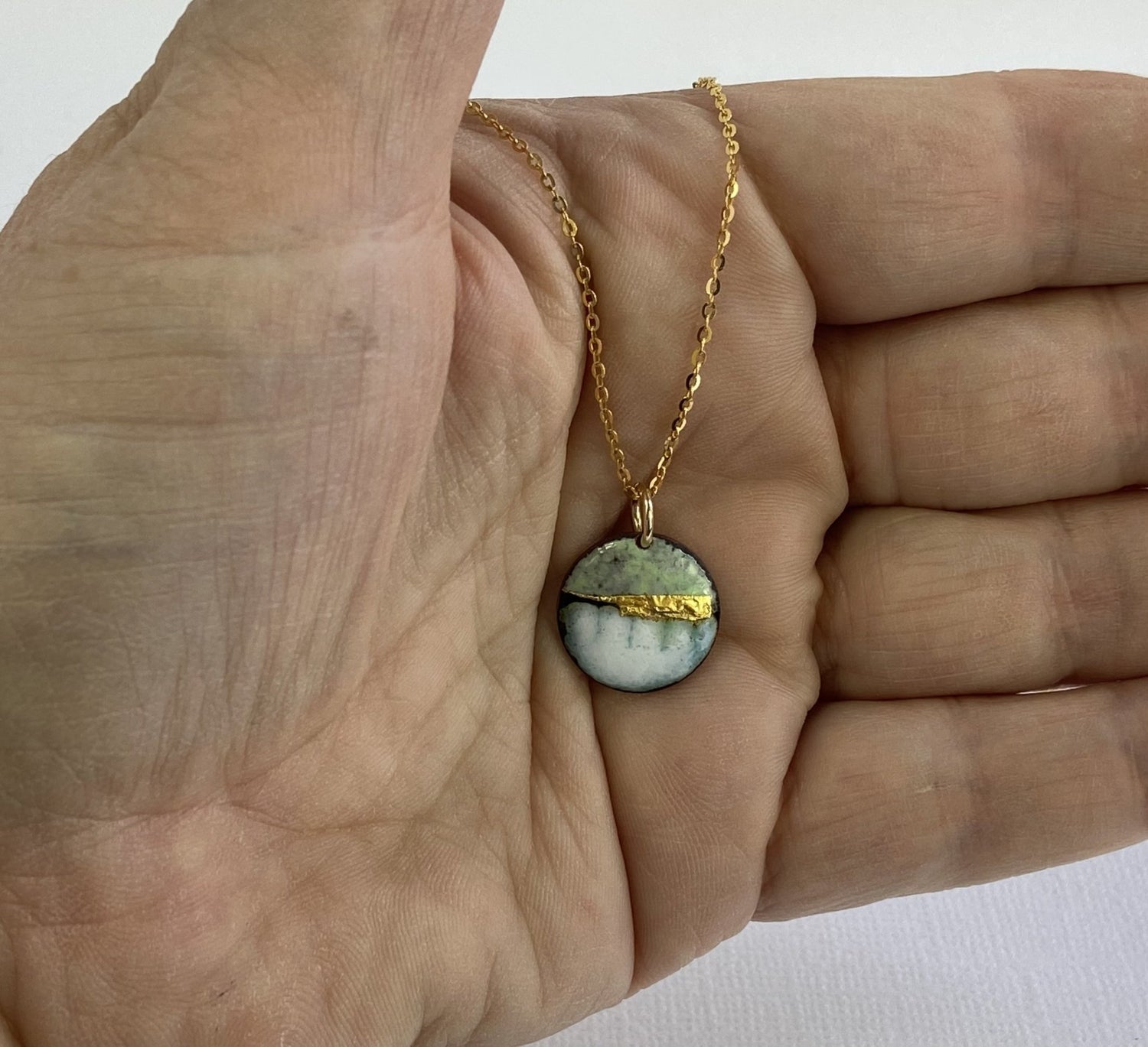 Copy of Enamel Landscape round pendant - Katie Johnston Jewellery