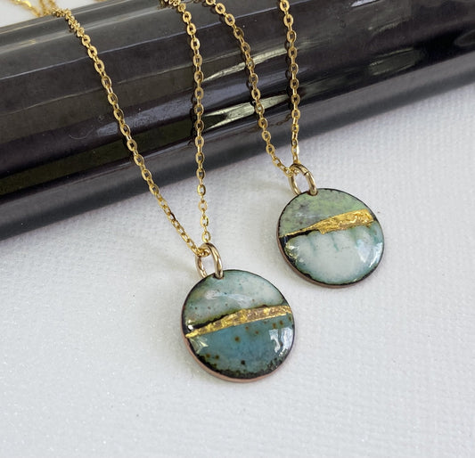 Copy of Enamel Landscape round pendant - Katie Johnston Jewellery