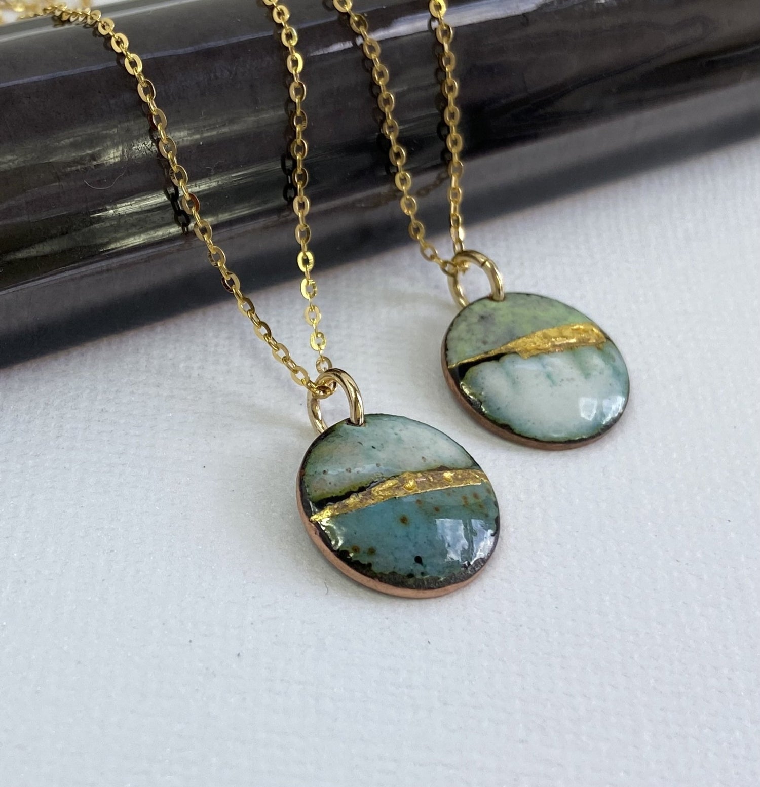 Copy of Enamel Landscape round pendant - Katie Johnston Jewellery