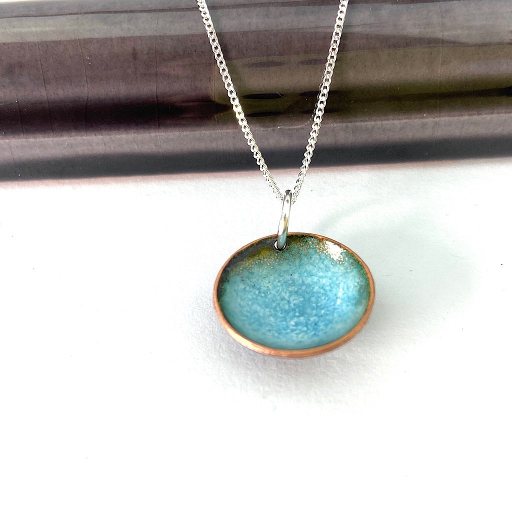 Enamel 'Bowl' pendant -turquoise- Katie Johnston Jewellery