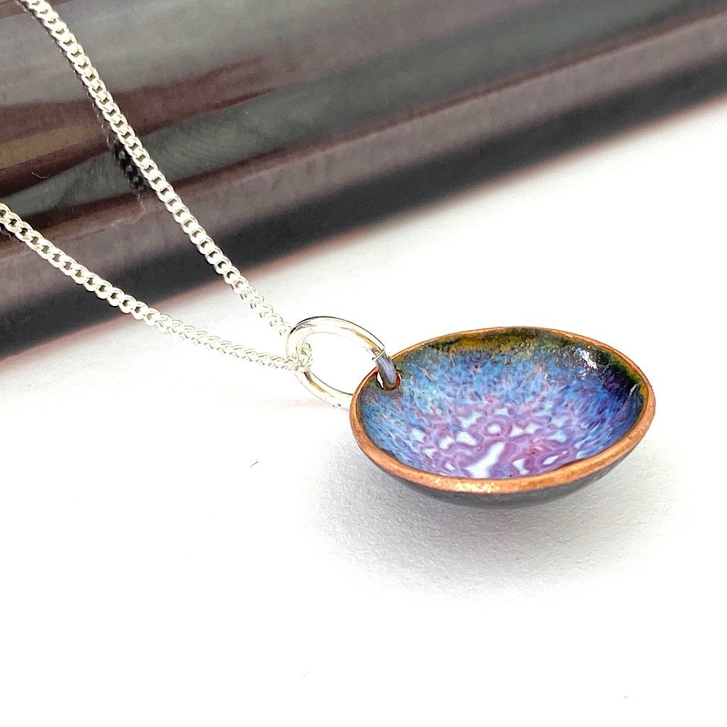 Enamel 'Bowl' pendant -ruby-blue - Katie Johnston Jewellery