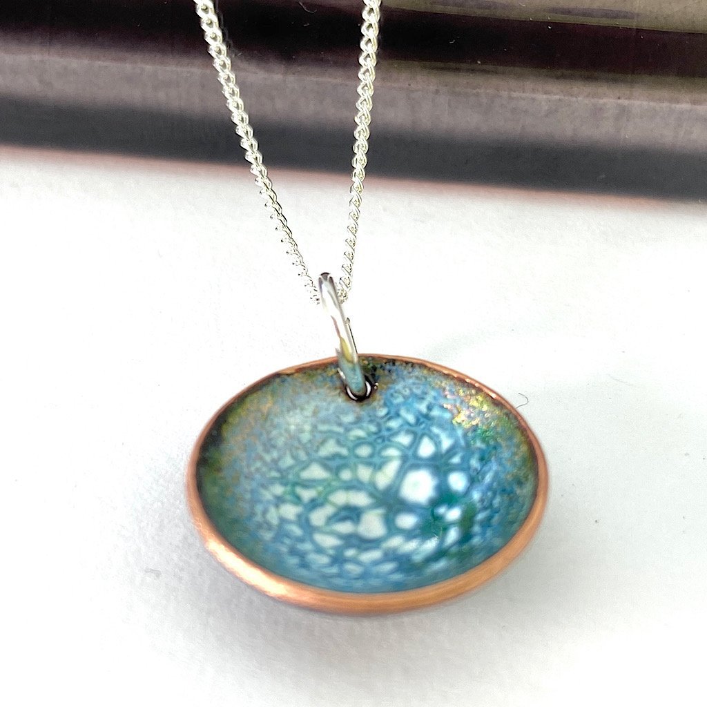 Enamel 'Bowl' pendant -bronze-green - Katie Johnston Jewellery