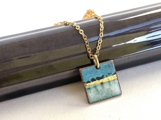 Enamel Landscape square necklace - Katie Johnston Jewellery