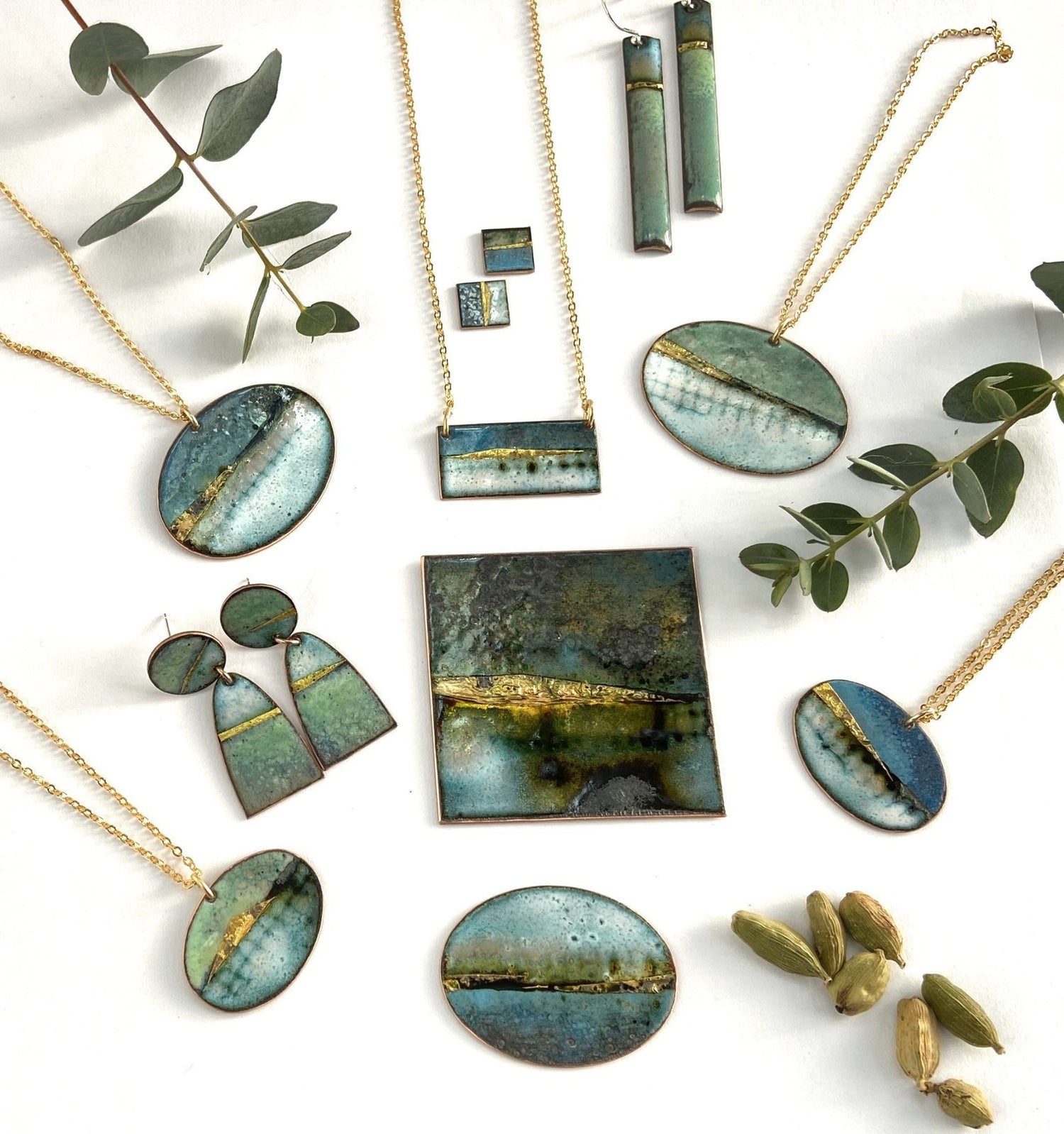 Enamel Landscape square necklace - Katie Johnston Jewellery