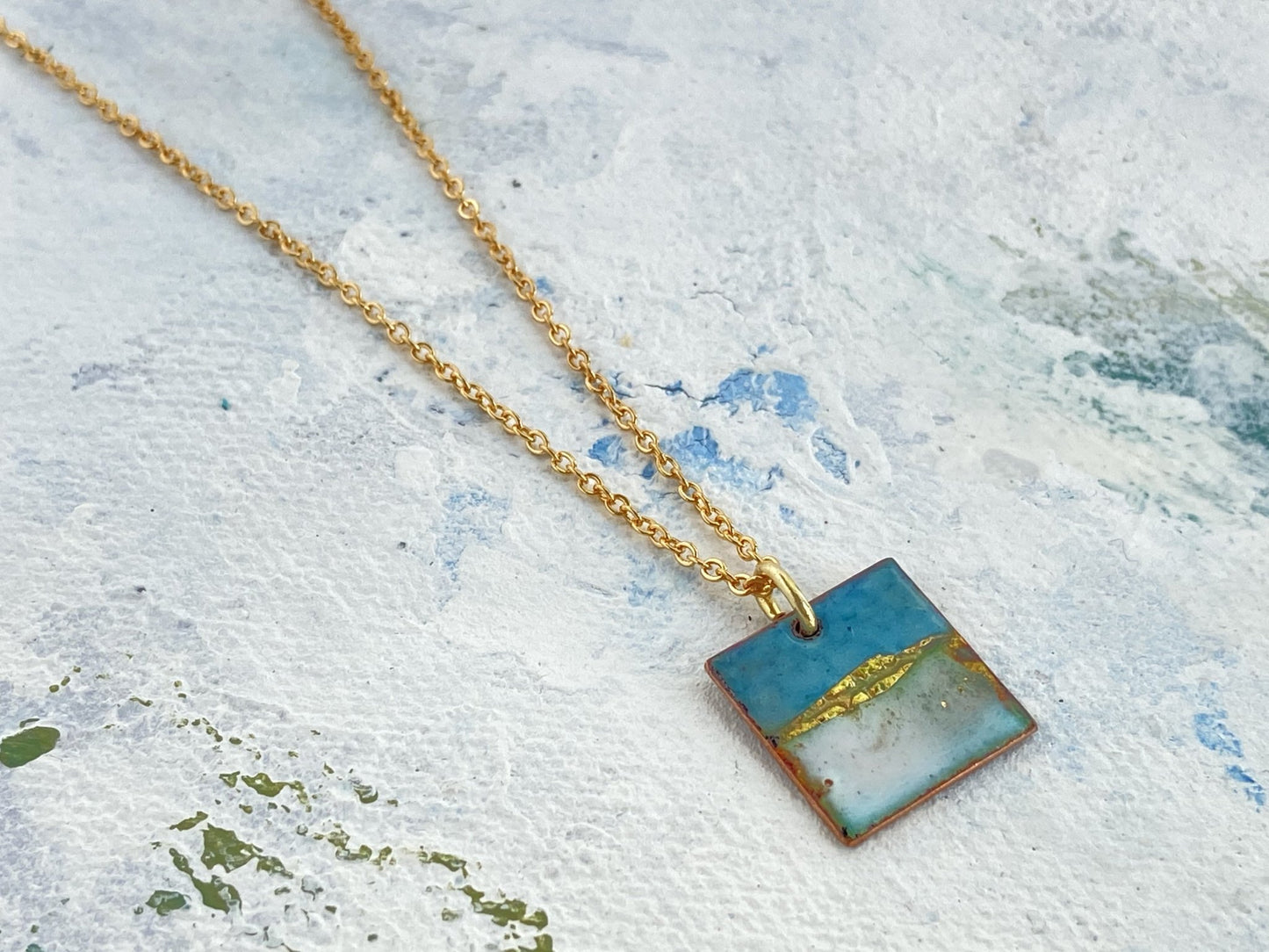 Enamel Landscape square pendant - Katie Johnston Jewellery