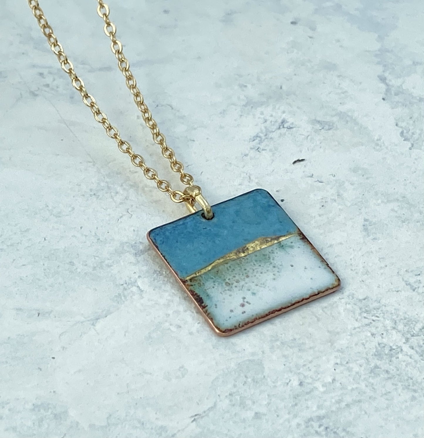 Enamel Landscape square pendant - Katie Johnston Jewellery