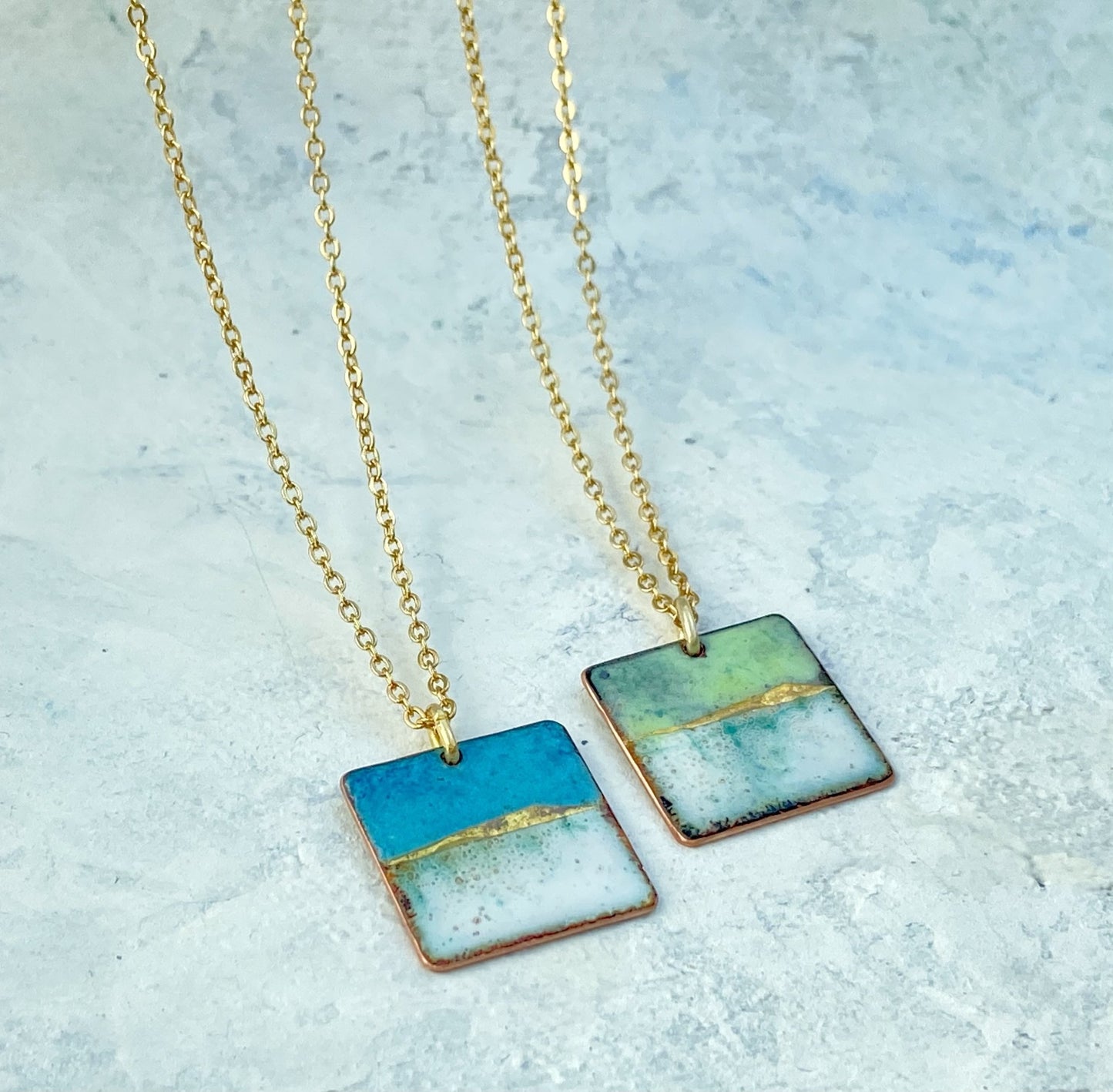 Enamel Landscape square pendant - Katie Johnston Jewellery