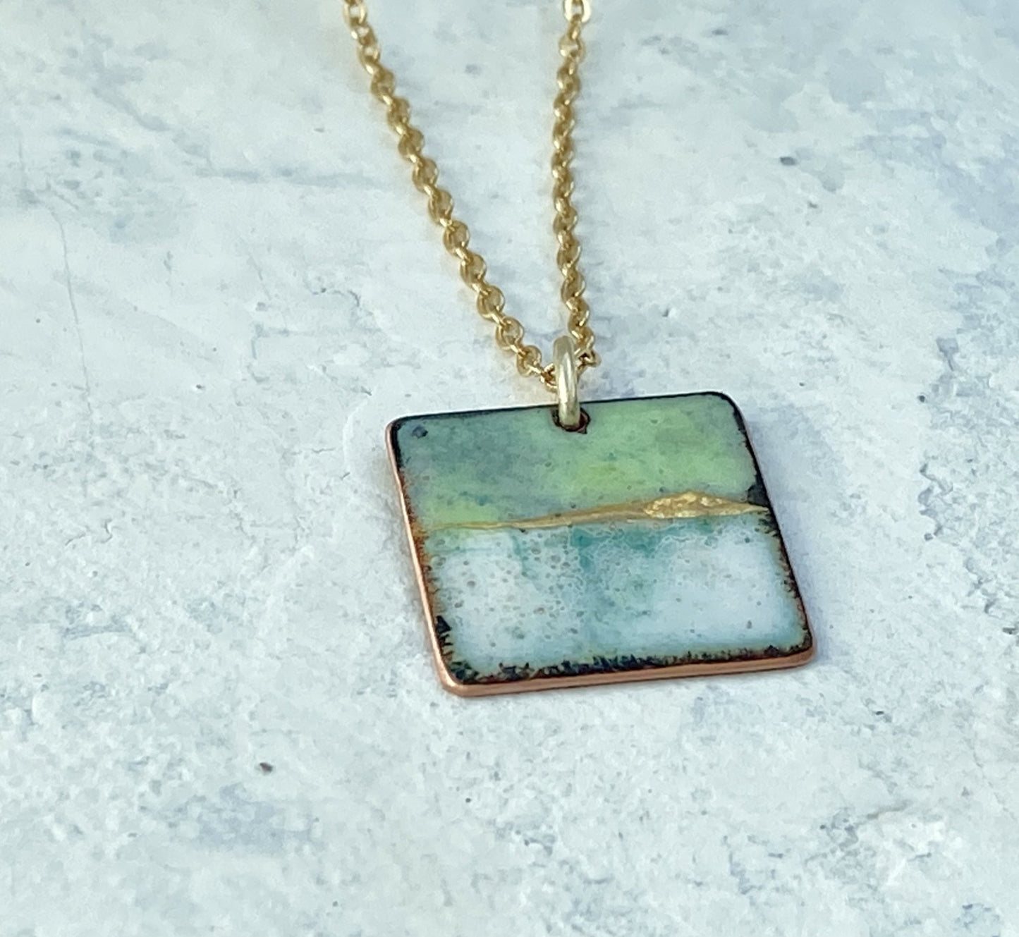 Enamel Landscape square pendant - Katie Johnston Jewellery