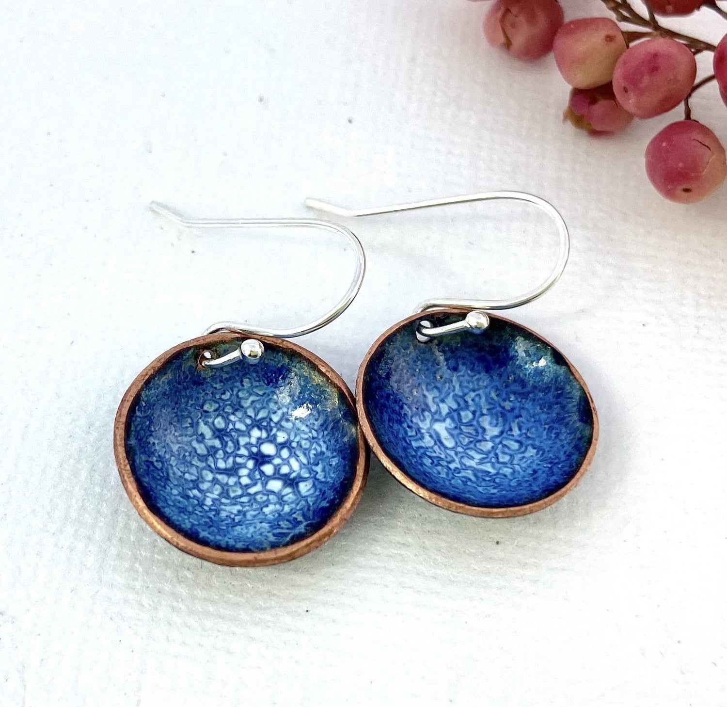 Expansion Enamel 'bowl' drop earrings - Blue - Katie Johnston Jewellery
